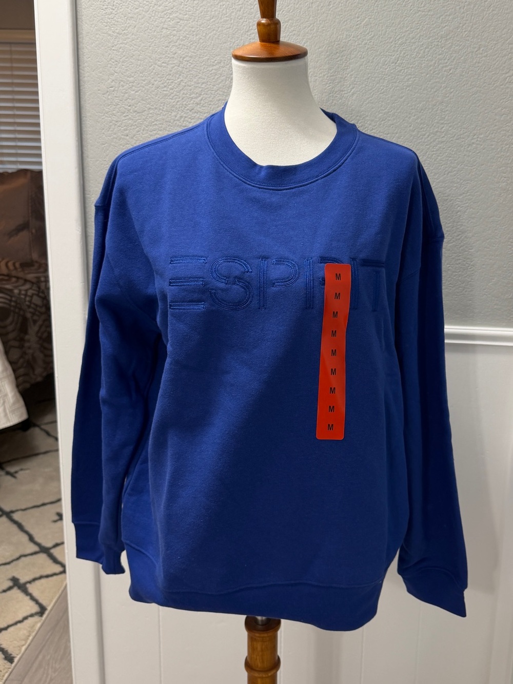 NWT Esprit Royal Blue Embroidered Crewneck Sweatshirt Size M